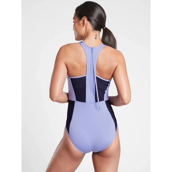 Athleta Cross Train One Piece Swimsuit Victorian Periwinkle/Dress Blue - M - Picture 2 of 7